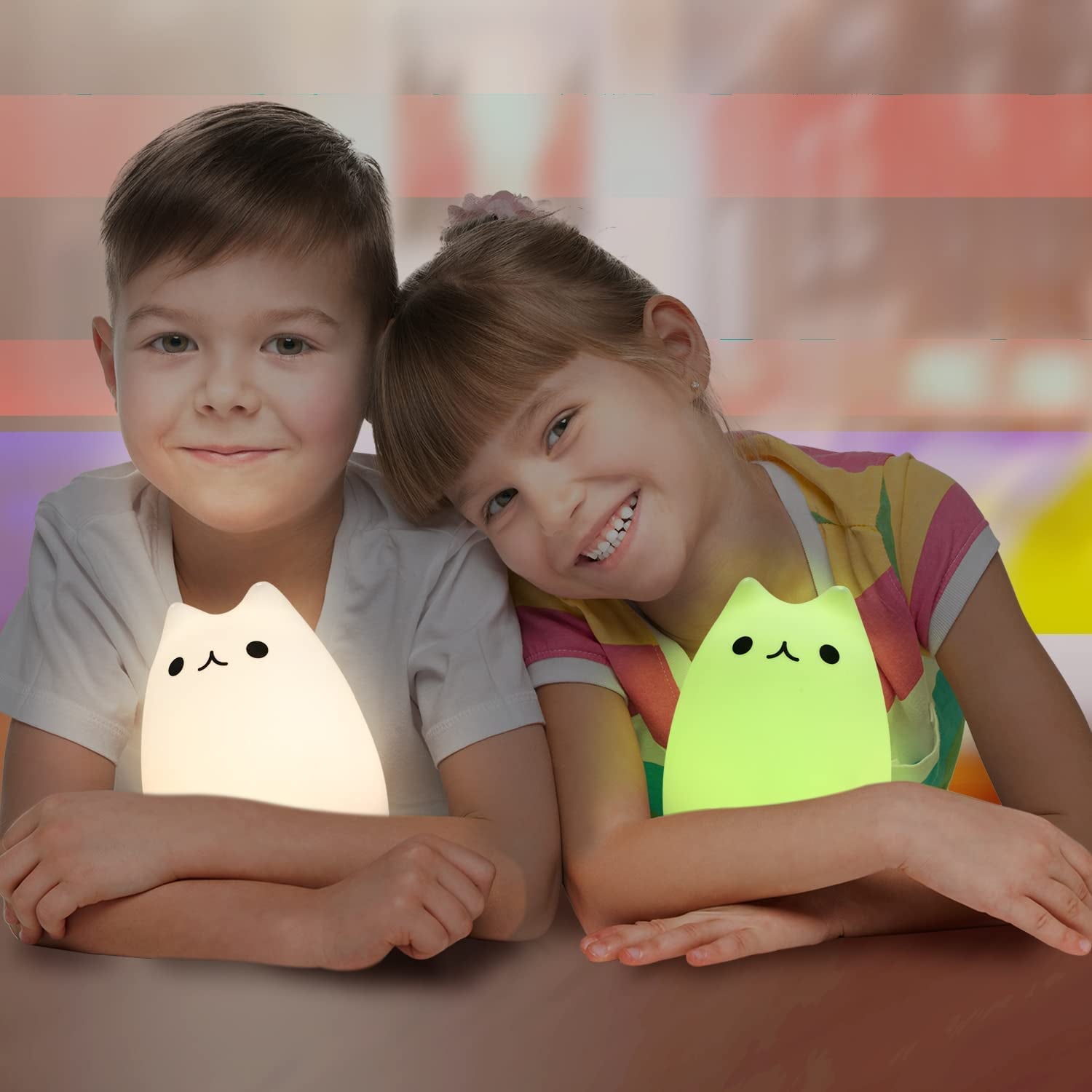 Remote Control Silicone Cat Light for Kids Toddler Baby Girls - Rechargeable - 4 pcs set