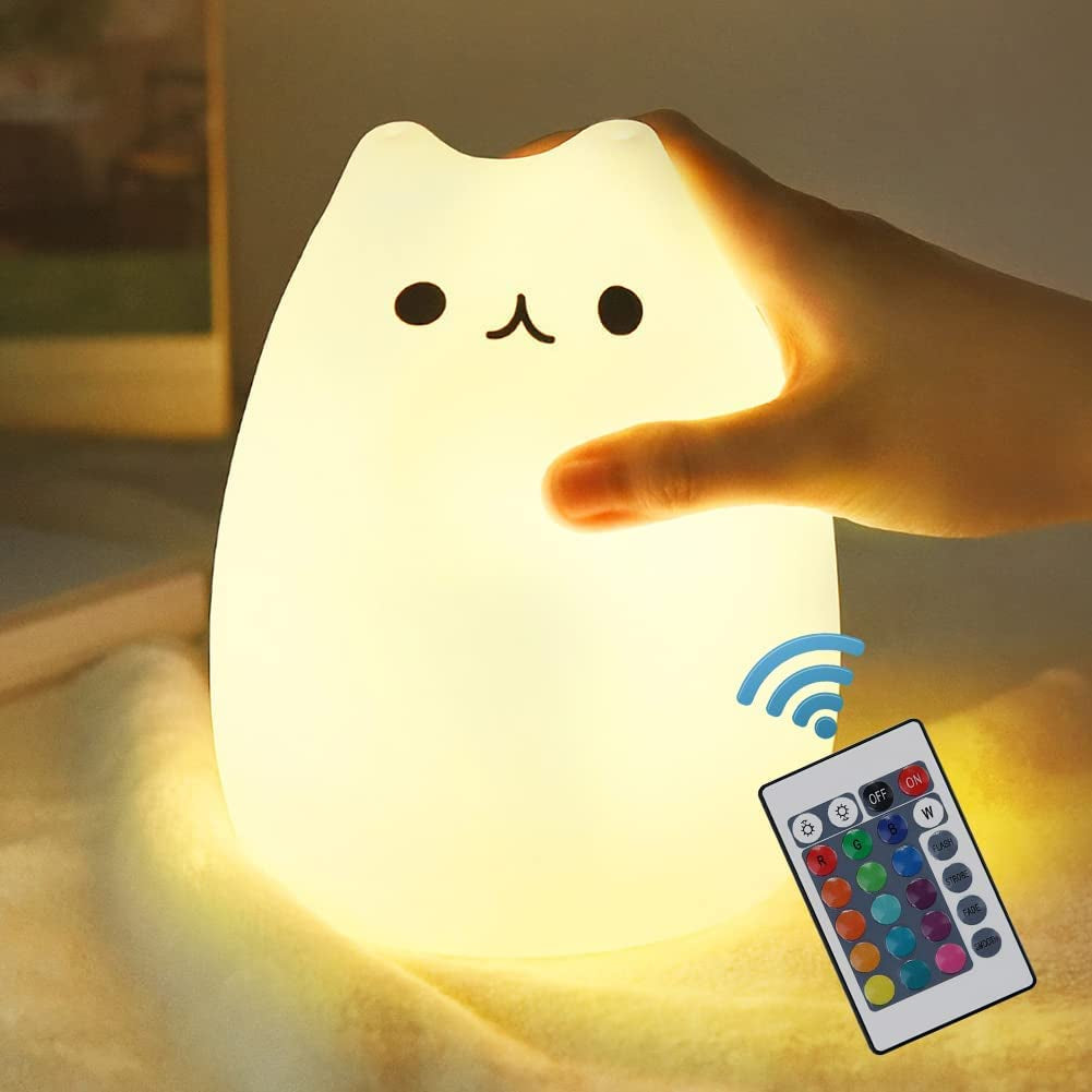 Remote Control Silicone Cat Light for Kids Toddler Baby Girls - Rechargeable - 4 pcs set