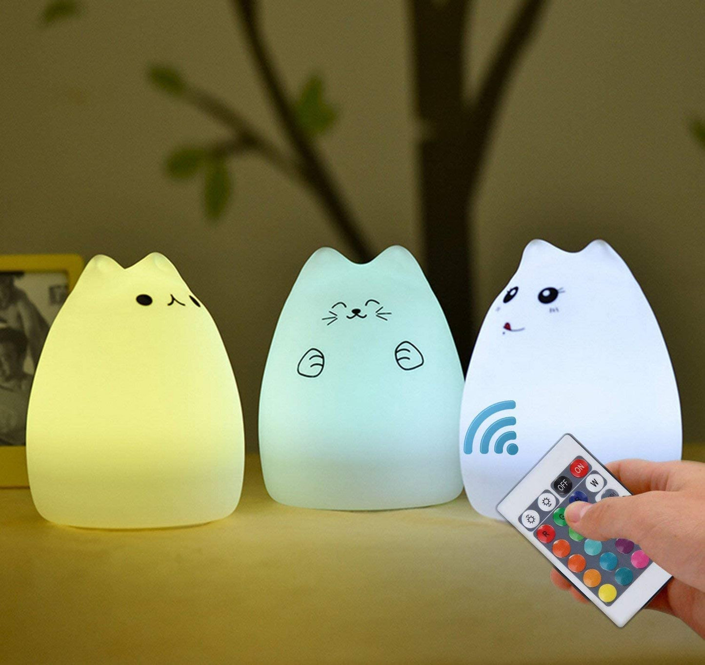 Remote Control Silicone Cat Light for Kids Toddler Baby Girls - Rechargeable - 4 pcs set